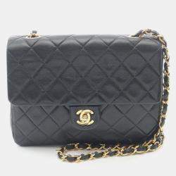 Pre Owned Chanel Single Flap Black Leather Shoulder Bag