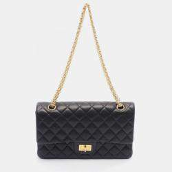 Pre Owned Chanel Reissue 2.55 Black Leather Shoulder Bag