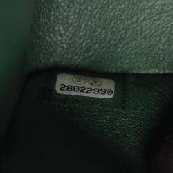 Pre Owned Chanel Classic Double Flap Green Leather Shoulder Bag