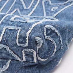 Pre Owned Chanel 22 Small Fringed Logo Quilted Denim Chain Hobo Bag