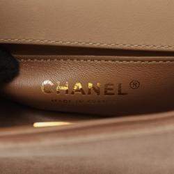 Pre Owned Chanel Boy Small Brown Velvet Messenger Bag