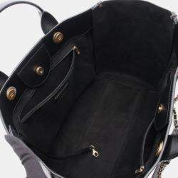 Pre Owned Chanel Deauville Black Leather Tote Bag