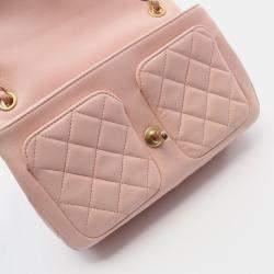 Pre Owned Chanel CC Turnlock Pink Quilted Leather Shoulder Bag