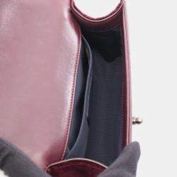 Pre Owned Chanel Boy Small Bordeaux Tweed, Leather Shoulder Bag
