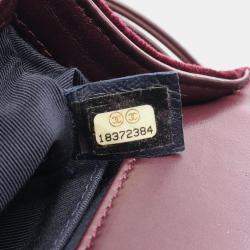 Pre Owned Chanel Boy Small Bordeaux Tweed, Leather Shoulder Bag