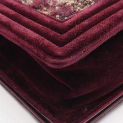 Pre Owned Chanel Boy Small Bordeaux Tweed, Leather Shoulder Bag