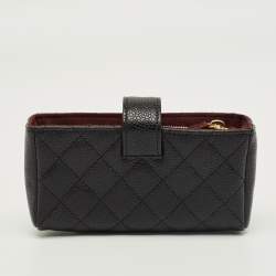 Pre Owned Chanel Black Quilted Caviar Leather CC Phone Holder Pouch