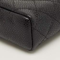Pre Owned Chanel Black Quilted Caviar Leather CC Phone Holder Pouch