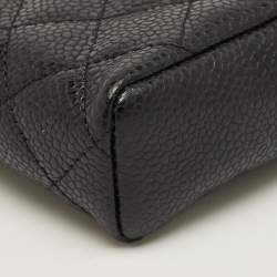 Pre Owned Chanel Black Quilted Caviar Leather CC Phone Holder Pouch