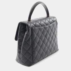 Pre Owned Chanel Black CC Quilted Caviar Kelly Top Handle