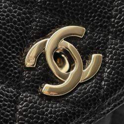 Pre Owned Chanel Black CC Quilted Caviar Kelly Top Handle
