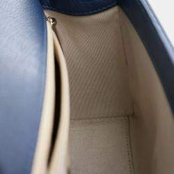 Pre Owned Chanel Blue Small Quilted Grained Calfskin Label Click Flap