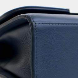 Pre Owned Chanel Blue Small Quilted Grained Calfskin Label Click Flap
