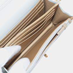 Pre Owned Chanel Grey Quilted Lambskin Crystal Clutch on Chain