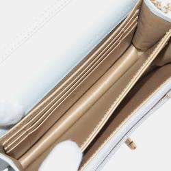 Pre Owned Chanel Grey Quilted Lambskin Crystal Clutch on Chain