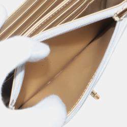 Pre Owned Chanel Grey Quilted Lambskin Crystal Clutch on Chain