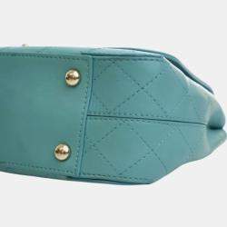 Pre Owned Chanel Blue Medium Stitched Calfskin Covered CC Flap