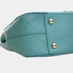 Pre Owned Chanel Blue Medium Stitched Calfskin Covered CC Flap