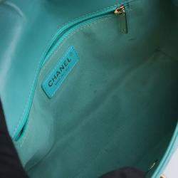 Pre Owned Chanel Blue Medium Stitched Calfskin Covered CC Flap