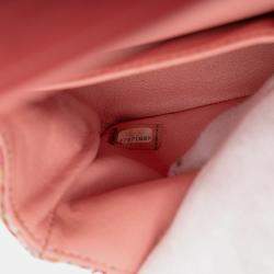 Pre Owned Chanel Pink Medium Classic Quilted Tweed Braided Double Flap