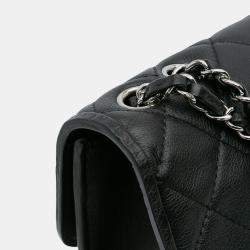 Pre Owned Chanel Black CC Quilted Lambskin Single Flap