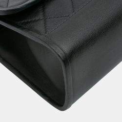 Pre Owned Chanel Black CC Quilted Lambskin Single Flap