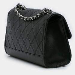 Pre Owned Chanel Black CC Quilted Lambskin Single Flap