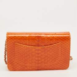 Pre Owned Chanel Orange Python WOC Bag