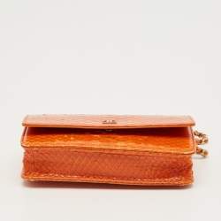 Pre Owned Chanel Orange Python WOC Bag
