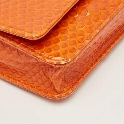 Pre Owned Chanel Orange Python WOC Bag