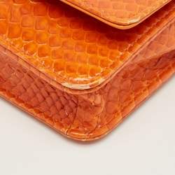 Pre Owned Chanel Orange Python WOC Bag