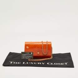 Pre Owned Chanel Orange Python WOC Bag