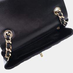 Pre Owned Chanel Black Mini Rectangular Classic Lambskin Coco Charms Single Flap