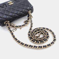 Pre Owned Chanel Black Mini Rectangular Classic Lambskin Coco Charms Single Flap