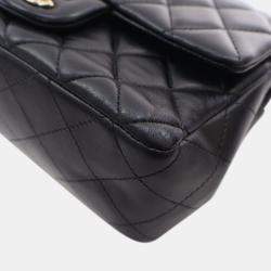 Pre Owned Chanel Black Mini Rectangular Classic Lambskin Coco Charms Single Flap