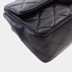 Pre Owned Chanel Black Mini Rectangular Classic Lambskin Coco Charms Single Flap