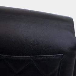 Pre Owned Chanel Black Quilted Goatskin Side Chain Compartment Flap