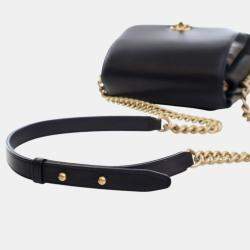 Pre Owned Chanel Black Quilted Goatskin Side Chain Compartment Flap