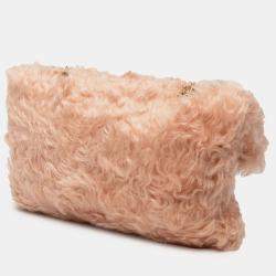 Pre Owned Chanel Pink CC Fantasy Fur Clutch with Chain