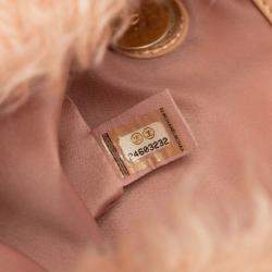 Pre Owned Chanel Pink CC Fantasy Fur Clutch with Chain
