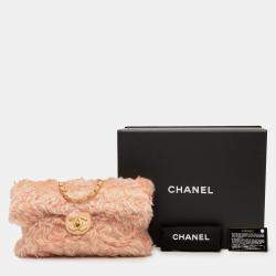 Pre Owned Chanel Pink CC Fantasy Fur Clutch with Chain
