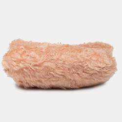 Pre Owned Chanel Pink CC Fantasy Fur Clutch with Chain