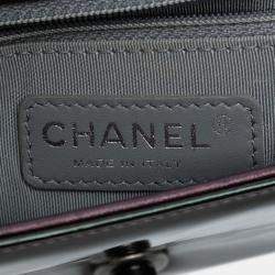 Pre Owned Chanel Purple Small Patent Coco Boy Flap