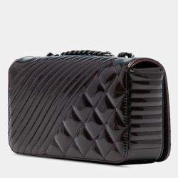 Pre Owned Chanel Purple Small Patent Coco Boy Flap