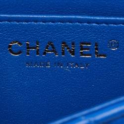 Pre Owned Chanel Blue Quilted Leather Square Mini Classic Single Flap Bag
