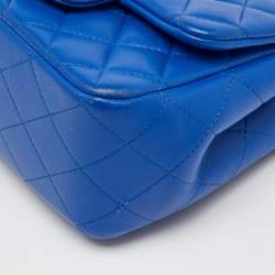 Pre Owned Chanel Blue Quilted Leather Square Mini Classic Single Flap Bag