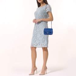 Pre Owned Chanel Blue Quilted Leather Square Mini Classic Single Flap Bag