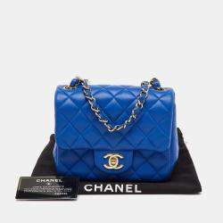 Pre Owned Chanel Blue Quilted Leather Square Mini Classic Single Flap Bag