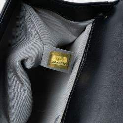 Pre Owned Chanel Black Old Medium Chevron Lambskin Boy Flap