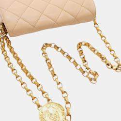 Pre Owned Chanel Brown Medium Quilted Lambskin CC Coin Flap